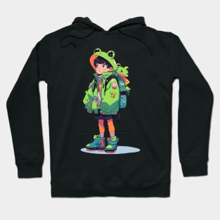 Kawaii Frog Anime School Boy Hoodie